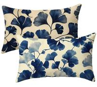 Cuscini da Esterno Blu della Marina Set da 2 Federe Cuscini Divano 60x90 Foglie, Federa Cuscino Velluto Copricuscino Impermeabile, Cerniera Invisibile, per Soggiorno Letto Balcone Giardino k-301