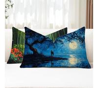 Cuscini da Esterno Cielo Federe Cuscini Divano Rettangolari 25x50 2 Pezzi Copricuscini Divano Coppia Fodera Cuscino Impermeabili Lino Copricuscini per Arredo da Giardino Balcone Decorativi G1-808
