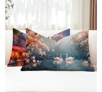 Cuscini da Esterno Cigno Federe Cuscini Divano Rettangolari 25x50 2 Pezzi Copricuscini Divano Rosa Fodera Cuscino Impermeabili Lino Copricuscini per Arredo da Giardino Balcone Decorativi G1-860