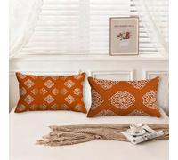 Cuscini da Esterno Colore arancione Cuscini per Divano Boemia Motivo Disegno Velluto Federa Cuscino 50x80 Set da 2 Rettangolari Copricuscini Divano con Cerniera Invisibile per Room Decor, Model460