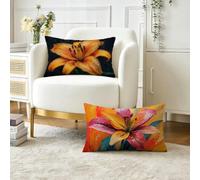Cuscini da Esterno Colore Cuscini per Divano Rettangolari 50x80 cm Set di 2, Giglio Motivo Decorativi Impermeabili in Velluto Copricuscini Divano, per Soggiorno Camera da Letto, Regalo Donna O-2080