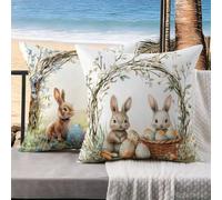 Cuscini da Esterno coniglio Cuscini Divano Set da 2 Cartoni animati Federa Cuscino 60x60 Lino Copricuscini Divano Copricuscino Impermeabile, Decorazioni Casa, Decorazioni Giardino per Esterno k-757