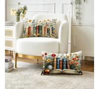 Cuscini da Esterno Fiore Cuscini per Divano Rettangolari 30x50 cm Set di 2, Libro Motivo Decorativi Impermeabili in Velluto Copricuscini Divano, per Soggiorno Camera da Letto, Regalo per Donna O-3311