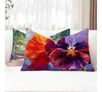 Cuscini da Esterno Fiore Federe Cuscini Divano Rettangolari 25x50 2 Pezzi Copricuscini Divano Arte Fodera Cuscino Impermeabili Lino Copricuscini per Arredo da Giardino Balcone Decorativi G1-859