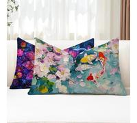 Cuscini da Esterno Fiore Federe Cuscini Divano Rettangolari 25x50 2 Pezzi Copricuscini Divano Pescare Fodera Cuscino Impermeabili Lino Copricuscini per Arredo da Giardino Balcone Decorativi G1-824