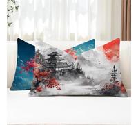Cuscini da Esterno Giappone Federe Cuscini Divano Rettangolari 25x50 2 Pezzi Copricuscini Divano Grigio Fodera Cuscino Impermeabili Lino Copricuscini per Autunno Arredo da Giardino Balcone G1-814