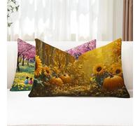 Cuscini da Esterno Girasole Federe Cuscini Divano Rettangolari 25x50 2 Pezzi Copricuscini Divano Zucca Fodera Cuscino Impermeabili Lino Copricuscini per Autunno Arredo da Giardino Balcone G1-810