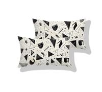 Cuscini da Esterno Impermeabili 30 x 50 cm2 Pezzi, Federe Cuscini Divano in Lino, Cuscino Oblong Resistente all'Usura, Copricuscino per Giardino Soggiorno Camera, Regalo per Donna beige nero S0-687