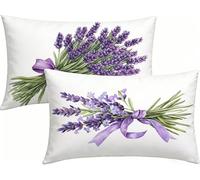 Cuscini da Esterno Impermeabili 40x75cm Set di 2, Cuscini per Divano Viola Lino Copricuscino Impermeabile Lavanda Cuscino Decorativo Per Divano, Giardino, Casa Colonica, Regalo Donna -LK260444K