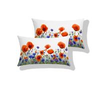 Cuscini da Esterno Impermeabili 50 x 80 cm2 Pezzi, Federe Cuscini Divano in Lino, Cuscino Oblong Resistente all'Usura, Copricuscino per Giardino Soggiorno Camera, Regalo semplicità Fiori-5 S0-538