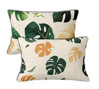 Cuscini da Esterno Impermeabili 50x70 cm Federe Cuscini Verde Rettangolari Divanetto Decorativi Copricuscini Piante Tropicali Set da 2 Impermeabili Lino Copricuscini Esterno Giardino Balcone h-1018