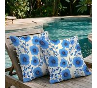 Cuscini da Esterno Impermeabili Blu Cuscini per Divano 35x35 cm Set di 2 Federe, Bianco Copricuscini in Lino Decorativi, Fodere per Cuscino per Divano Giardino Balcone Salotto Arredo Casa m1-550