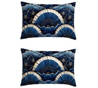 Cuscini da Esterno Impermeabili Color Azul Federe Cuscini 50x90cm Arredo Giardino per Esterno Lino Rettangolare Decorativi Cuscino Resumen Set di 2 Stampa Fronte/Retro Cuscini per Divano,Autunno M-664