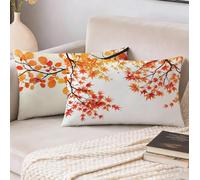 Cuscini da Esterno Impermeabili Rettangolari Autunno, Federe Cuscini Divano 30 x 50 Set di 2, Albero Decorativi Motivo Impermeabili in Lino Copricuscini Divano, per Soggiorno Camera da Letto S-8605