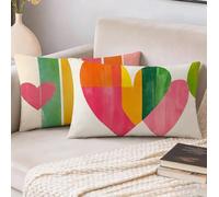 Cuscini da Esterno Impermeabili Rettangolari Colore arancione, Federe Cuscini Divano 30 x 50 Set di 2, Amore Decorativi Motivo Impermeabili in Lino Copricuscini Divano, per Camera da Letto S-6372
