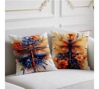 Cuscini da Esterno Libellula Cuscini per Divano 45x45cm Set di 2 Cuscino Autunno Fiore Federa Cuscino Doppio Detto Stampa Pillow Linoi per Balcone Terrazza Giungla Fattoria Decorazione Rustica wj-895