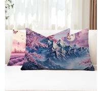 Cuscini da Esterno Luna Federe Cuscini Divano Rettangolari 25x50 2 Pezzi Copricuscini Divano Fiori ciliegio Fodera Cuscino Impermeabili Lino Copricuscini per Autunno Arredo da Giardino Balcone G1-868