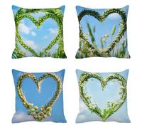 Cuscini da Esterno Naturale Cuscini per Divano 50x50 4 Pezzi di Amore Copricuscini Quadrato in Velluto Morbido Durevole Copricuscini con Cerniera Invisibile Decorativi per Divano Auto, Giardino O-574