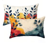 Cuscini da Esterno Pianta, Cuscini per Divano 20 x 40 Set di 2, Astratto Guanciale Letto Morbidi e Traspiranti Decorativi Impermeabili Copricuscini, 2 Pezzi Velluto Cuscino Divano, Regalo Donna E-711