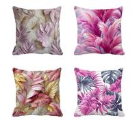 Cuscini da Esterno, Rosa Cuscini per Divano 60 x 60 Set Di 4, Impermeabili Lino cuscino Divano Pianta Modello con Cerniera Invisibile Progettare, Doppia Faccia Stampa, Giardino Deco -HCW2506I75FIW8O