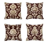 Cuscini da Esterno, Rosso Cuscini per Divano 65x65cm Set Di 4, Impermeabili Lino cuscino Divano Fiore Modello con Cerniera Invisibile Progettare, Doppia Faccia Stampa, Giardino Deco -HCW250644Q8OZ1K