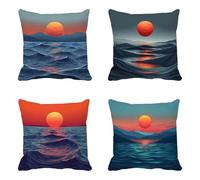 Cuscini da Esterno, Rosso Cuscini per Divano 70x70 cm Set Di 4, Impermeabili Lino cuscino Divano Moderno Modello con Cerniera Invisibile Progettare, Doppia Faccia Stampa, Giardino Deco -HCW2506U1