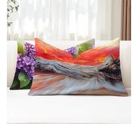Cuscini da Esterno Rosso Federe Cuscini Divano Rettangolari 25x50 2 Pezzi Copricuscini Divano Arte Fodera Cuscino Impermeabili Lino Copricuscini per Arredo da Giardino Balcone Decorativi G1-822