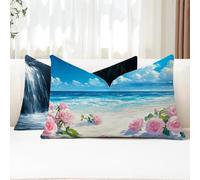 Cuscini da Esterno Spiaggia Federe Cuscini Divano Rettangolari 25x50 2 Pezzi Copricuscini Divano Rosa Fodera Cuscino Impermeabili Lino Copricuscini per Arredo da Giardino Balcone Decorativi G1-869