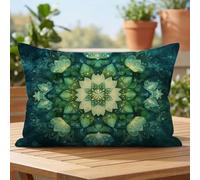 Cuscini da Esterno Verde Copricuscini 40x70 cm Set di 1 Impermeabili Lino Cuscini per Divano con Cerniera Invisibile Cuscino Decorativi per Cortile Giardino Arredo Sedia Balcone Patio, Mandala 1D#52