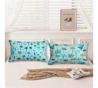 Cuscini da Esterno Verde Cuscini per Divano Alberi di cocco Motivo Disegno Velluto Federa Cuscino 40x70 Set da 2, Copricuscini Divano Doppia Faccia Stampa Cerniera Invisibile per Room Decor, Model488