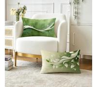 Cuscini da Esterno Verde Cuscini per Divano Rettangolari 50x80 cm Set di 2, Astratto Motivo Decorativi Impermeabili in Lino Copricuscini Divano, per Soggiorno Camera da Letto, Regalo per Donna O-3582