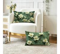 Cuscini da Esterno Verde Cuscini per Divano Rettangolari 50x80 cm Set di 2, Fiore Motivo Decorativi Impermeabili in Lino Copricuscini Divano, per Soggiorno Camera da Letto, Regalo per Donna O-3608