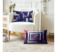 Cuscini da Esterno Viola Cuscini per Divano Rettangolari 50x80 cm Set di 2, Moderno Motivo Decorativi Impermeabili in Lino Copricuscini Divano, per Soggiorno Camera da Letto, Regalo per Donna O-2867