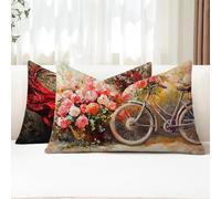 Cuscini da Esterno Viola Federe Cuscini Divano Rettangolari 25x50 2 Pezzi Copricuscini Divano Bici Fodera Cuscino Impermeabili Lino Copricuscini per Arredo da Giardino Balcone Decorativi G1-835