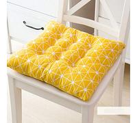 Cuscini da Sedia per Casa Ufficio e Auto, Cuscini Caldo con Legami, in Cotone e Lino, Pieno di Cotone, Design Trapuntato, Antiscivolo, Piazza, Spessore 8cm,Giallo,50cm