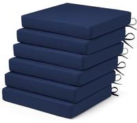 Cuscini da sedia per esterni per mobili in terrazza cuscini per sedie impermeabili con cintura e cerniere nascoste(Navy,18.5X16X3-6 PACK)