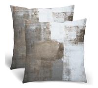 Cuscini da tiro marrone grigio tortora, moderni dipinti astratti per divano, federe per cuscini da 40 x 40 cm, 2 federe quadrate regalo per divano