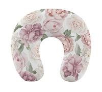 Cuscini da viaggio super morbidi Cuscino per il collo a forma di U, stagione primaverile Fiori rosa Copertura floreale lavabile Cuscino per il collo per alleviare il dolore Dormire per volo, seggiolin
