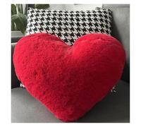 Cuscini Decorativi 12/17" Faux Fur Heart Pillow Decorative Pillows Plush Love Heart Shaped Fluffy Throw Pillow Cushion Valentine's Day Gifts(Red,38x45cm)