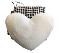 Cuscini Decorativi 12/17" Faux Fur Heart Pillow Decorative Pillows Plush Love Heart Shaped Fluffy Throw Pillow Cushion Valentine's Day Gifts(White,25X31cm)