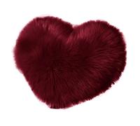 Cuscini Decorativi Throw Pillow Fuzzy Long Faux Fur Love Heart Shape Fluffy Sofa Bedroom Decoration Lumbar Back Cushion Home Supplies(Wine Red)