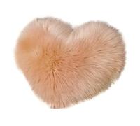 Cuscini Decorativi Throw Pillow Fuzzy Long Faux Fur Love Heart Shape Fluffy Sofa Bedroom Decoration Lumbar Back Cushion Home Supplies(Khaki)