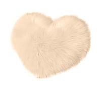 Cuscini Decorativi Throw Pillow Fuzzy Long Faux Fur Love Heart Shape Fluffy Sofa Bedroom Decoration Lumbar Back Cushion Home Supplies(Beige)