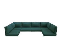 Cuscini di Ricambio Impermeabili per Mobili da Patio, 14 Pezzi, Cuscini Componibili con Fodera Rimovibile, Cuscini per Divano per Set di Conversazioni da 6 Posti,Dark Green