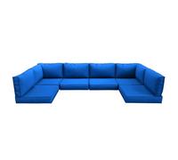 Cuscini di Ricambio Impermeabili per Mobili da Patio, 14 Pezzi, Cuscini Componibili con Fodera Rimovibile, Cuscini per Divano per Set di Conversazioni da 6 Posti,Royal Blue