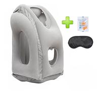 Cuscini di viaggio Gonfiabile AIRGOODS compatto confortevole portatile cuscino di viaggio degli per gli aerei, gli autobus, i treni,uffici (Grigio)
