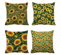 Cuscini Divano 85x85 Set da 4 Cuscino da Esterno Impermeabile girasole Cuscini per Divano Square Copricuscini giallo Copricuscino Lino Confortevole Tessuto, Soggiorno Sedia Decorativi s-430