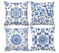 Cuscini Divano Azzurro Chiaro Copricuscini Divano 60x60cm - Astratto Cuscini da Esterno Quadrate Cushion Covers Motivo In Lino Protezioni con Cerniera Invisibile per Casa All’Aperto Decorazione 6L-712