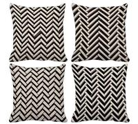 Cuscini, Divano Banda Federe Cuscini Divano 75 x 75 Set di 4, Morbido Copricuscini In Bianco e Nero Federa Cuscino Doppia Faccia Stampa con Cerniera Invisibile, Domestica Camera da Letto -lsy2504HO