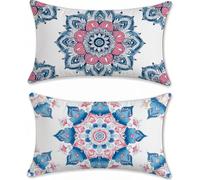 Cuscini Divano bianco, Copricuscini Divano Set da 2 Velluto Federa Cuscino 40x70, Mandalo Fodere Cuscini Rettangolari Federa Cuscino, Home Decor, per Camera da Letto, Soggiorno, Divani, Letti, m-20